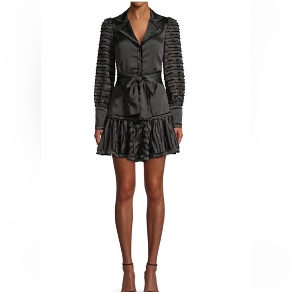 🖤ALEXIS“RENITA” FRINGE STRIPE MINI DRESS IN BLACK🖤 NEW